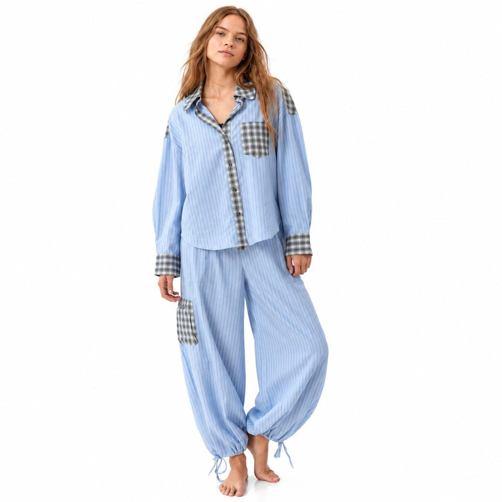 Zweiteiliges Pyjama-Set | Baumwolle & Elasthan | Lockerer Schnitt mit Stretch