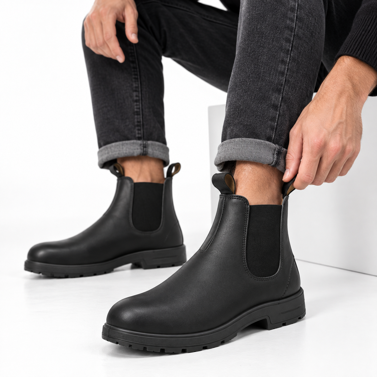Chelsea Stiefel mit Synthetik-Obermaterial | Slip-On Design | Elastische Seiteneinsätze
