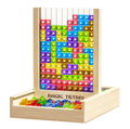 Holz Baustein Puzzle Set | Konstruktionsspielzeug aus ABS & Holz | Formbausteine mit Aufbewahrungsrahmen für Kinder | Novera