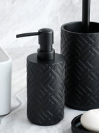 4 Teiliges Badezimmer Zubehörset aus Keramik | Seifenspender Zahnputzbecher Halter und Seifenschale | Bad Accessoires | Novera