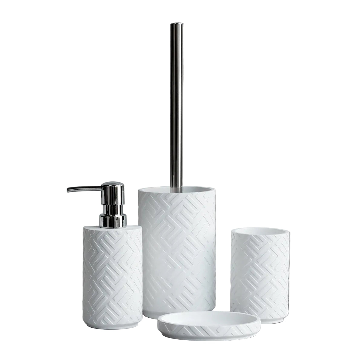 4 Teiliges Badezimmer Zubehörset aus Keramik | Seifenspender Zahnputzbecher Halter und Seifenschale | Bad Accessoires | Novera