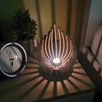 Lotus-Kerzenhalter aus Holz | Naturholz mit Blumenform | 15 cm Boho-Dekoration