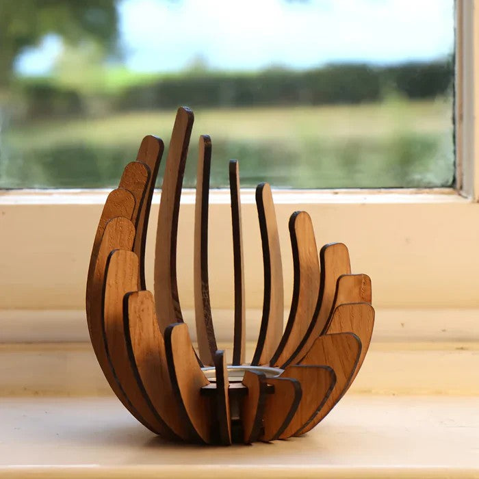 Lotus-Kerzenhalter aus Holz | Naturholz mit Blumenform | 15 cm Boho-Dekoration