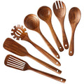 Teak Holz Küchenutensil Set | Holz Kochwerkzeuge zum Rühren und Servieren | Natürliches Küchenzubehör | Novera