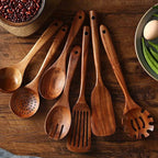 Teak Holz Küchenutensil Set - Holz Kochwerkzeuge für die Küche