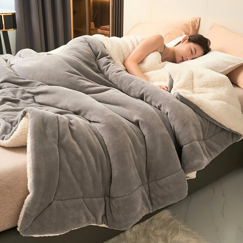 Wendedecke aus Mikrofaser | Doppelseitiges Strickgewebe | Weicher Überwurf für Sofa und Bett