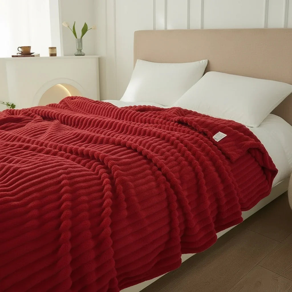 Fleece-Flanell-Decke | Breites Streifenmuster & Plüschoberfläche | 150 × 200 cm Sofadecke